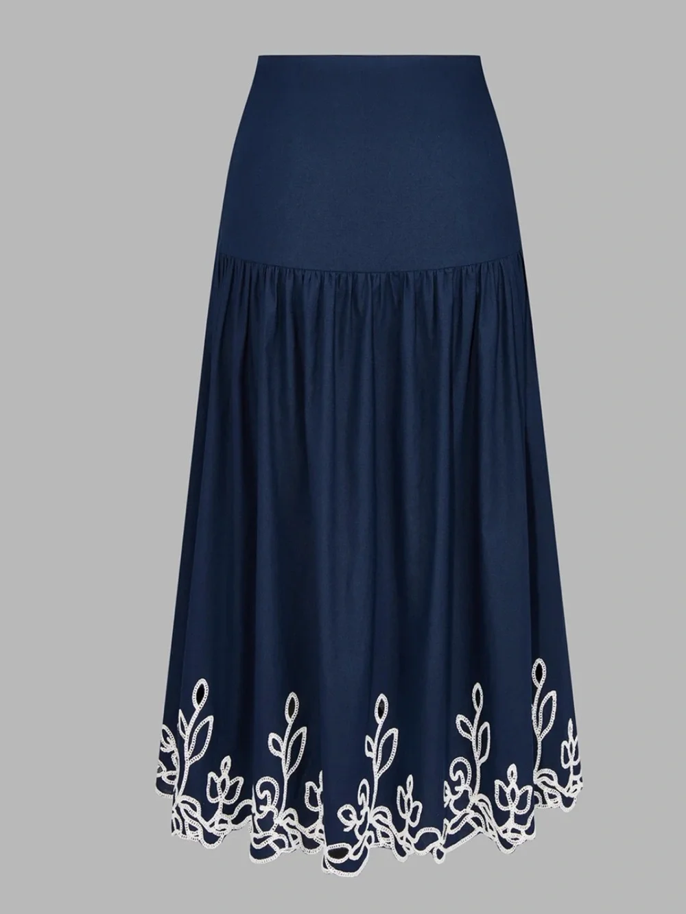 Commense Navy Embroidered Midi Skirt Set - Women's Medium